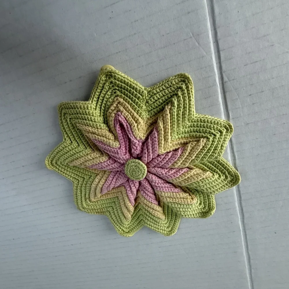 Vintage Pastel Star Shape Doily, Linen, Flower Hippie